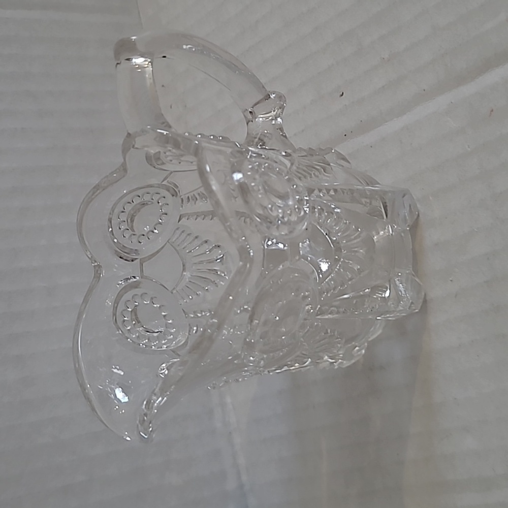 A016: US Glass Co. Alabama/Beaded Bullseye & Drape pattern 3" glass Creamer